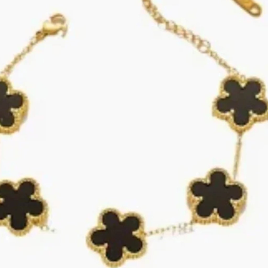 Four Leaf Clover Gold Faux Fashion Bracelet Luxury Four Leaf Clover Nwot Black